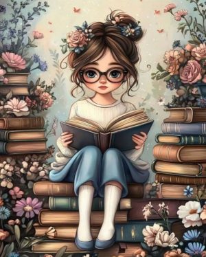 Cross Stitch - Books Girl